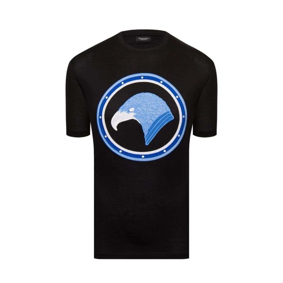 Stefano Ricci Men's Eagle Head Embroidered Premium Cotton T-Shirt