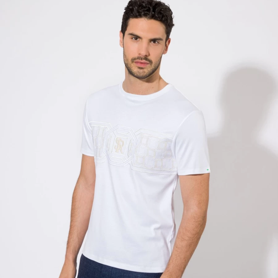 Stefano Ricci Luxury Men's Premium Cotton T-Shirt for Elegant Casual Wear