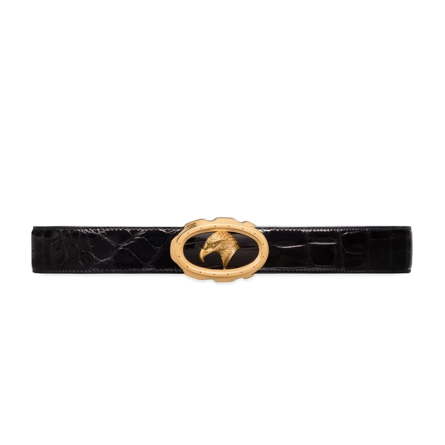 "Stefano Ricci Luxury Polished Crocodile Skin Belt for Men – Premium Italian Designer Accessory"