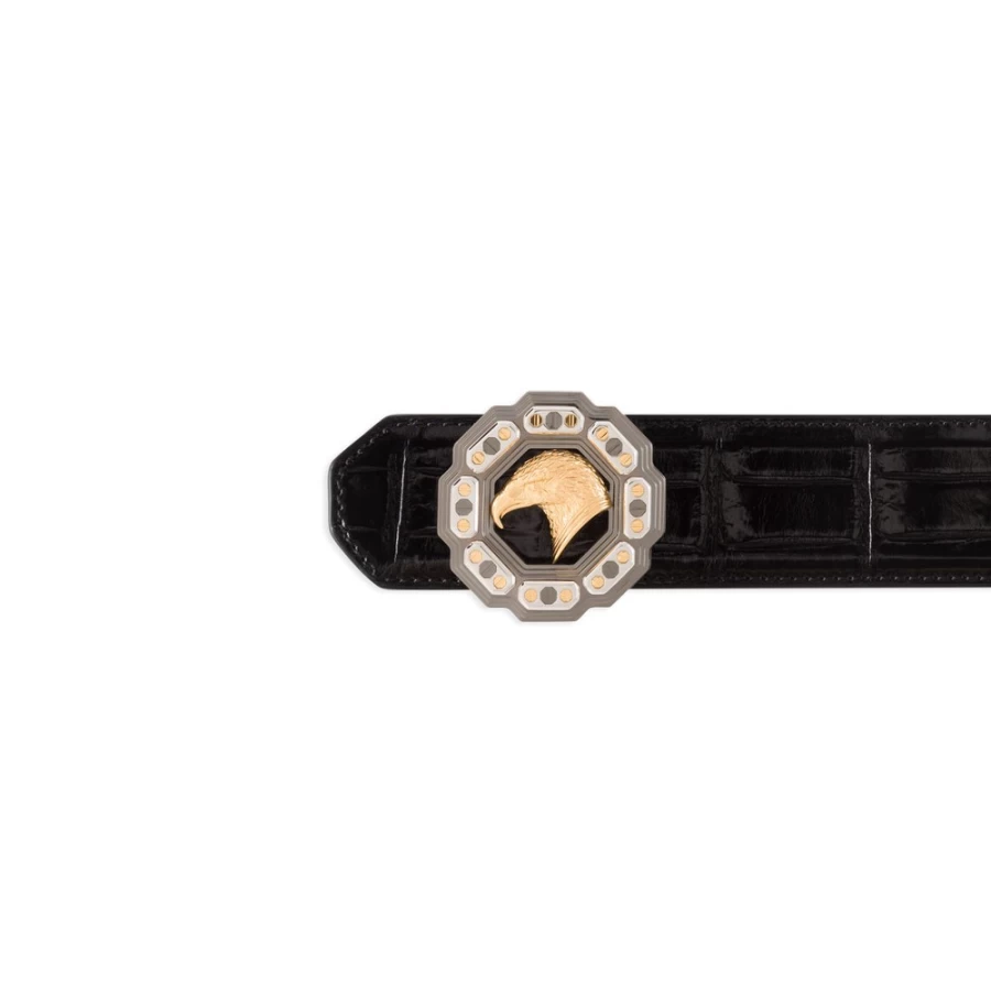 Stefano Ricci Handmade Luxury Crocodile Skin Belt with Diamante Buckle for Men