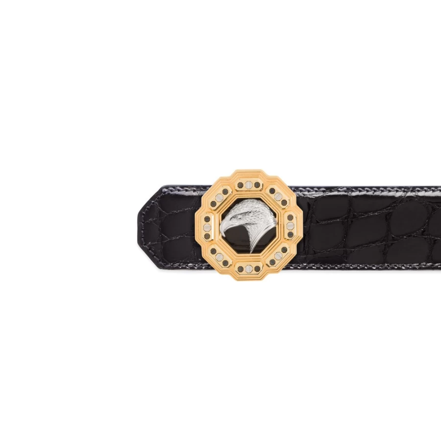 "Stefano Ricci Luxury Polished Crocodile Leather Belt for Men"