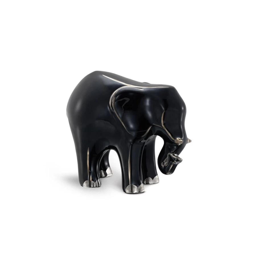 "Stefano Ricci Luxury Platinum Black Porcelain Elephant Decorative Collectible"