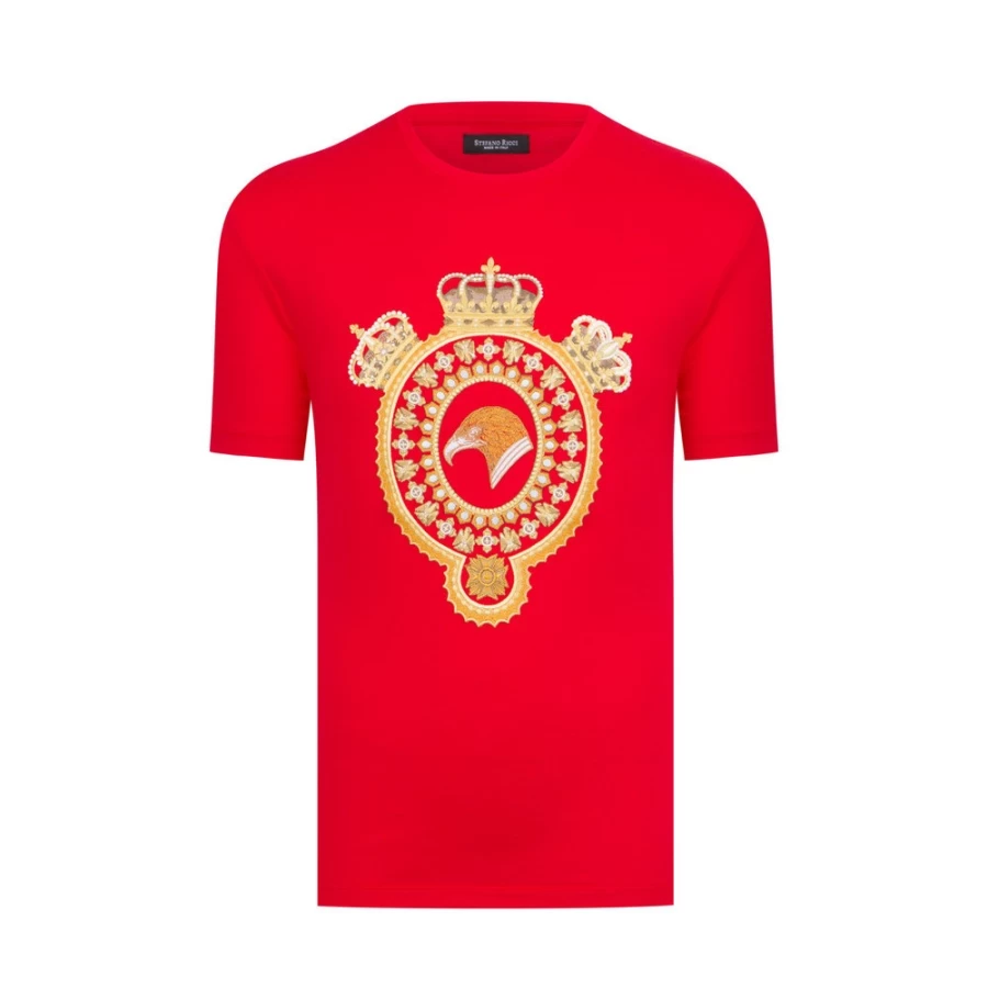 Stefano Ricci Men's Crown Emblem Cotton Crew Neck T-Shirt