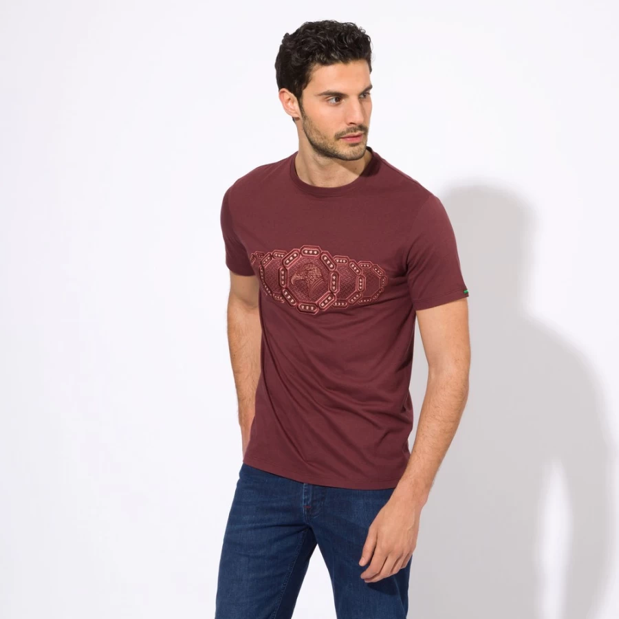 Stefano Ricci Men's Luxury T-Shirt in Color R047 - Premium Cotton Crewneck Tee